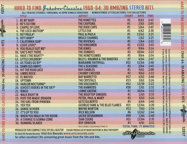 USED CD - Various – Hard To Find Jukebox Classics 1960-64: 30 Amazing Stereo Hits For Discount