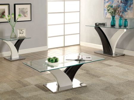 Sloane White Dark Gray Chrome Coffee Table For Sale