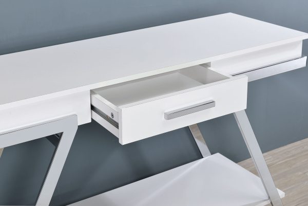 Titus White Chrome Sofa Table Hot on Sale