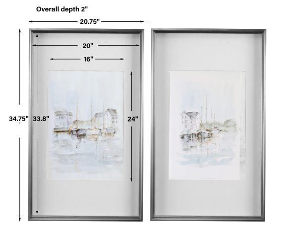 New England Port Framed Prints, S 2, 2 Cartons Online Hot Sale