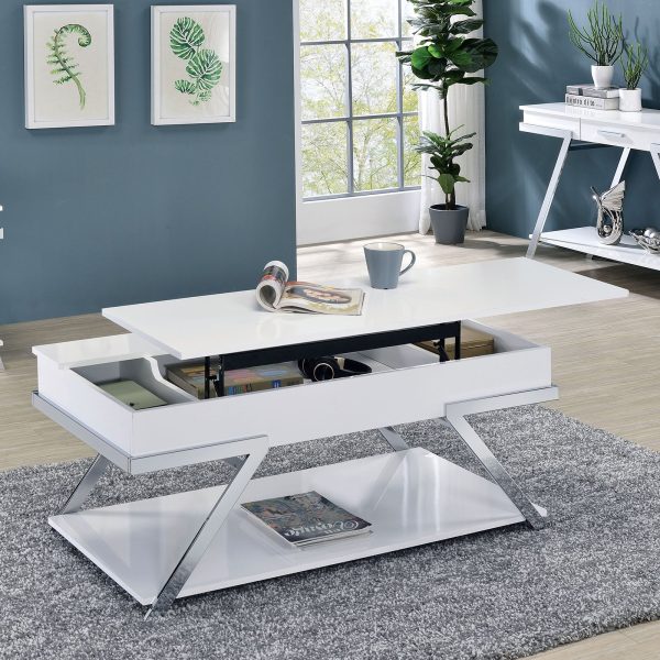 Titus White Chrome Coffee Table For Sale