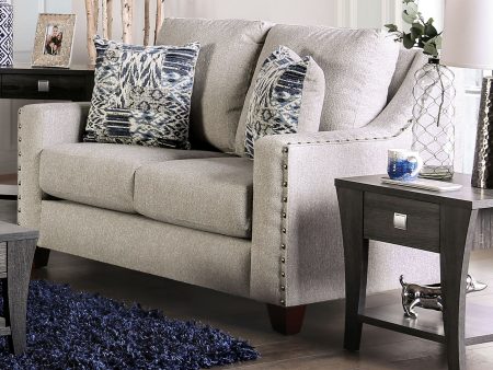 Stickney Light Gray Navy Loveseat Discount