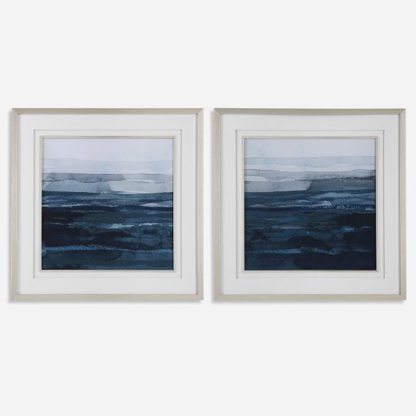 Uttermost Rising Blue Abstract Framed Prints, Set 2 Hot on Sale