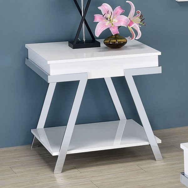 Titus White Chrome End Table Sale