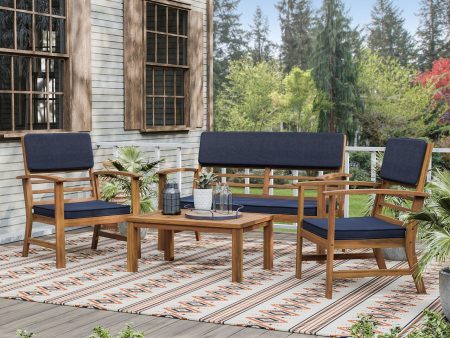 Hana Denim Blue Natural 4 Pc. Patio Set Sale