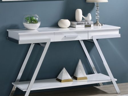 Titus White Chrome Sofa Table Hot on Sale