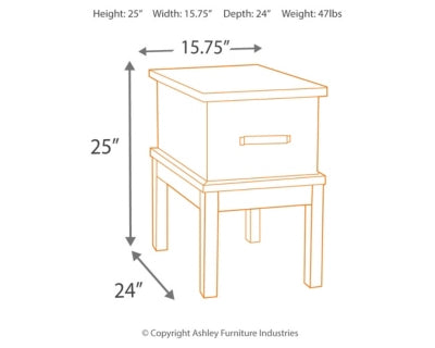 Stanah Chairside End Table with USB Ports & Outlets Fashion