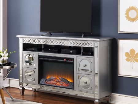 Sceptrum Silver TV Stand w  Fire Place Cheap