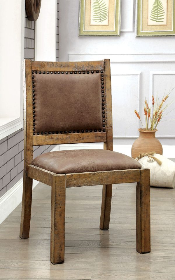 Gianna Rustic Oak Brown Side Chair Cheap