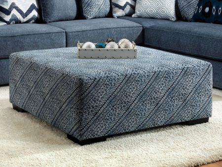 Brielle Blue Pattern Ottoman For Sale