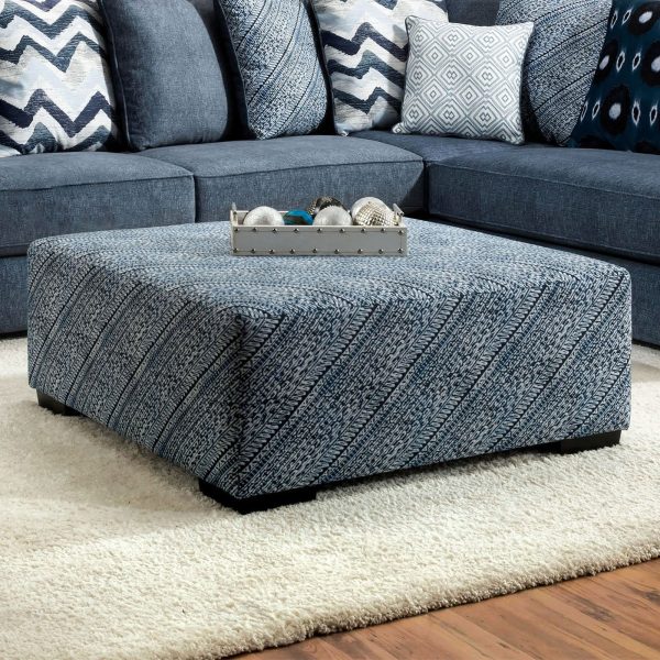 Brielle Blue Pattern Ottoman For Sale