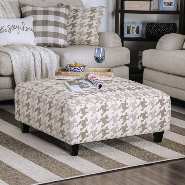 Christine Light Gray Pattern Ottoman Cheap