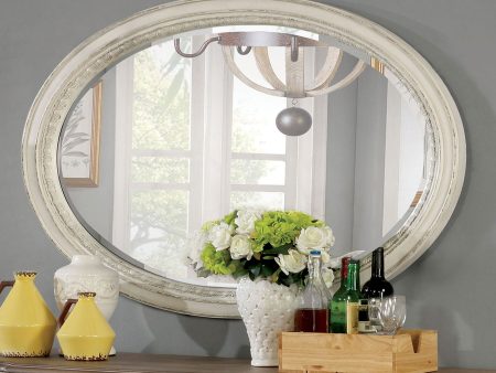 Arcadia Antique White Oval Mirror on Sale