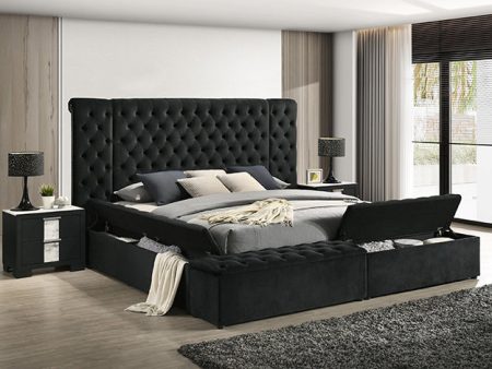 Liliana King Black Panel Bed For Discount