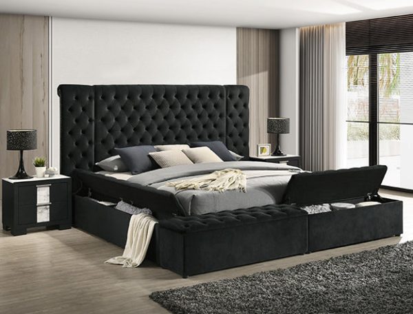 Liliana King Black Panel Bed For Discount