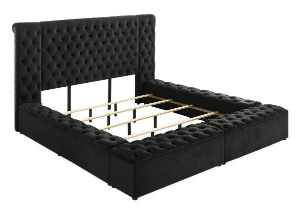 Liliana King Black Panel Bed For Discount