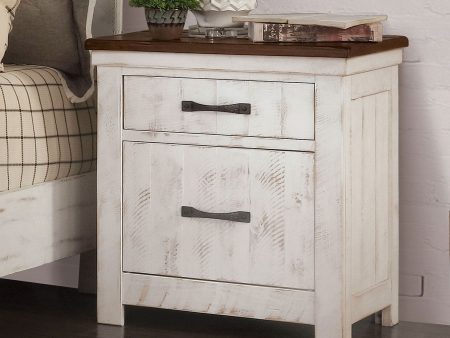 Alyson Distressed White Walnut Night Stand Supply