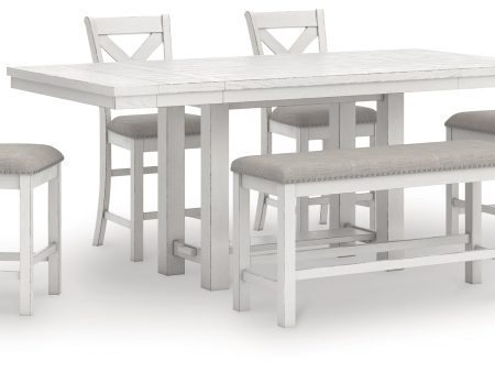 Robbinsdale Counter Height Dining Table and 4 Barstools and Bench in Antique White Supply