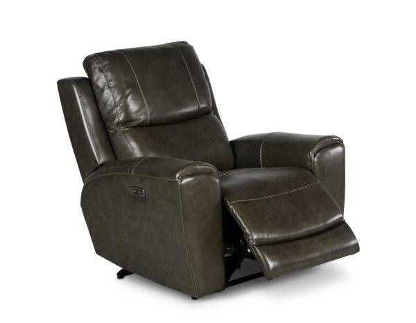 Laurel Dual-Power Leather Recliner, Grey Online now