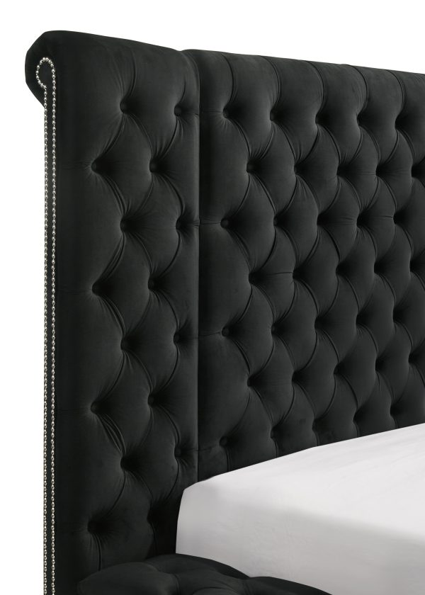 Liliana King Black Panel Bed For Discount