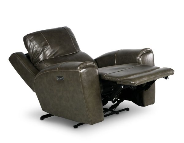 Laurel Dual-Power Leather Recliner, Grey Online now