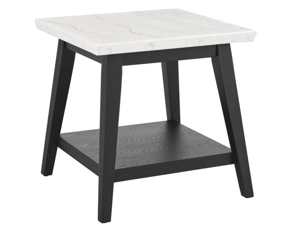 Vida White Marble Top End Table, Black Finish on Sale