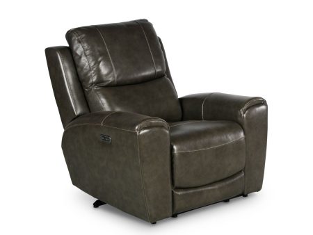 Laurel Dual-Power Leather Recliner, Grey Online now