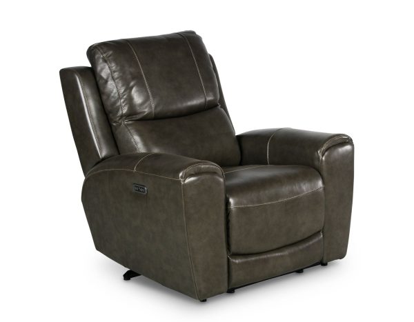 Laurel Dual-Power Leather Recliner, Grey Online now