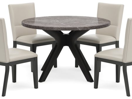 Glinari Dining Table and 4 Chairs in Taupe Black Online