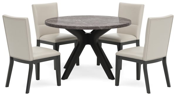 Glinari Dining Table and 4 Chairs in Taupe Black Online