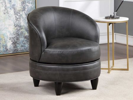 Sophia Swivel Accent Chair, Gray Leatherette For Cheap