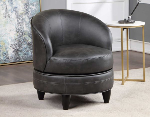 Sophia Swivel Accent Chair, Gray Leatherette For Cheap