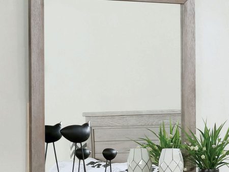 Vevey Wire-Brushed Warm Gray Mirror For Cheap