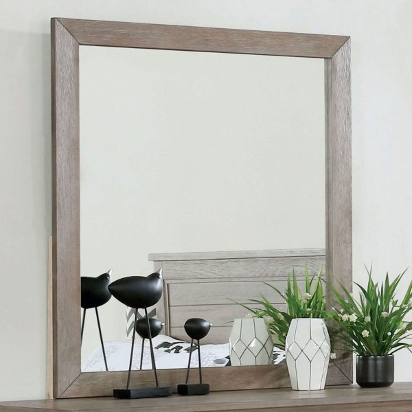 Vevey Wire-Brushed Warm Gray Mirror For Cheap