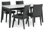 Jettaya Dining Table and 4 Chairs in Black White Cheap