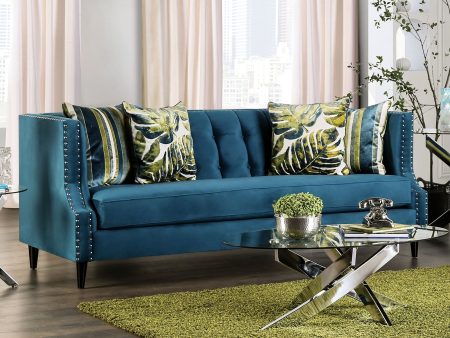 Azuletti Dark Teal Apple Green Sofa For Sale