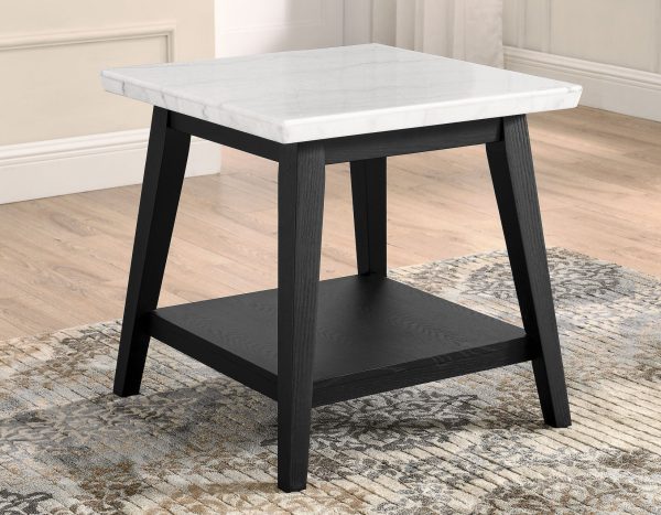 Vida White Marble Top End Table, Black Finish on Sale