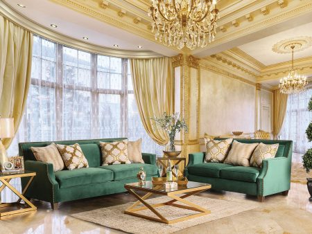 Verdante Emerald Green Gold Sofa Discount