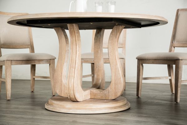 Orbetello Distressed Natural 54  Round Dining Table For Sale