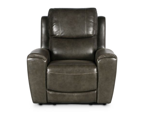 Laurel Dual-Power Leather Recliner, Grey Online now