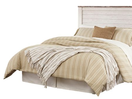 Willowton Queen Full Panel Headboard Bed with Mirrored Dresser and Chest in Whitewash Hot on Sale