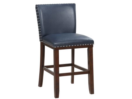 Tiffany 24″ Counter Stool, Navy Leatherette, Set of 2 Sale