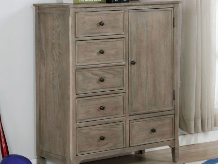 Vevey Wire-Brushed Warm Gray Armoire Online Sale