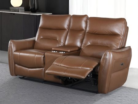 Terentius Caramel Brown Power Loveseat Supply