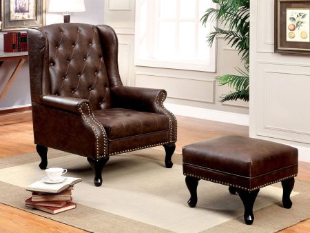 Vaugh Rustic Brown Accent Chair Online