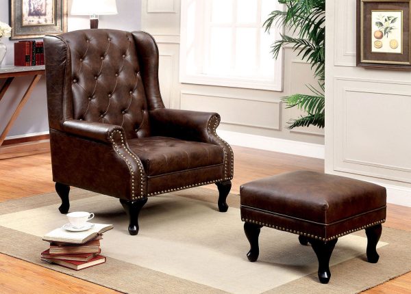 Vaugh Rustic Brown Accent Chair Online