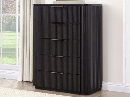 Henry 5-Drawer Reeded Chest, Espresso Finish For Discount