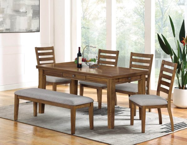 Rapidview Walnut Light Gray Dining Table Supply