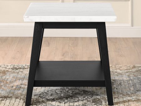 Vida White Marble Top End Table, Black Finish on Sale