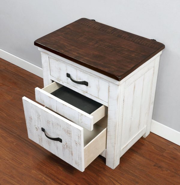 Alyson Distressed White Walnut Night Stand Supply